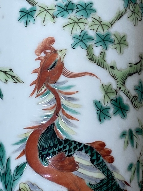 古玩陶瓷清光緒 五彩花鳥紋花觚真品鑒賞圖