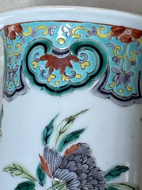 古玩陶瓷清光緒 五彩花鳥紋花觚真品鑒賞圖