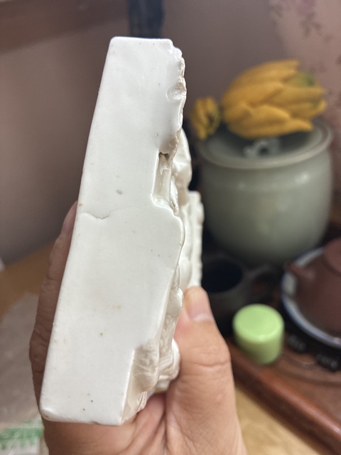 古玩陶瓷白釉浮雕松鹿圖硯屏真品鑒賞圖