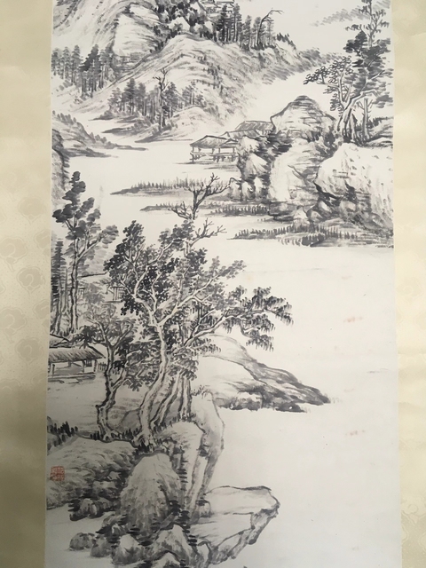 古玩字畫山家茅屋真品鑒賞圖
