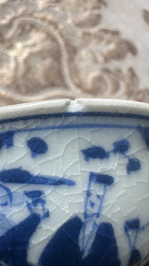 古玩陶瓷日本明治赤壁賦紋茶碗真品鑒賞圖