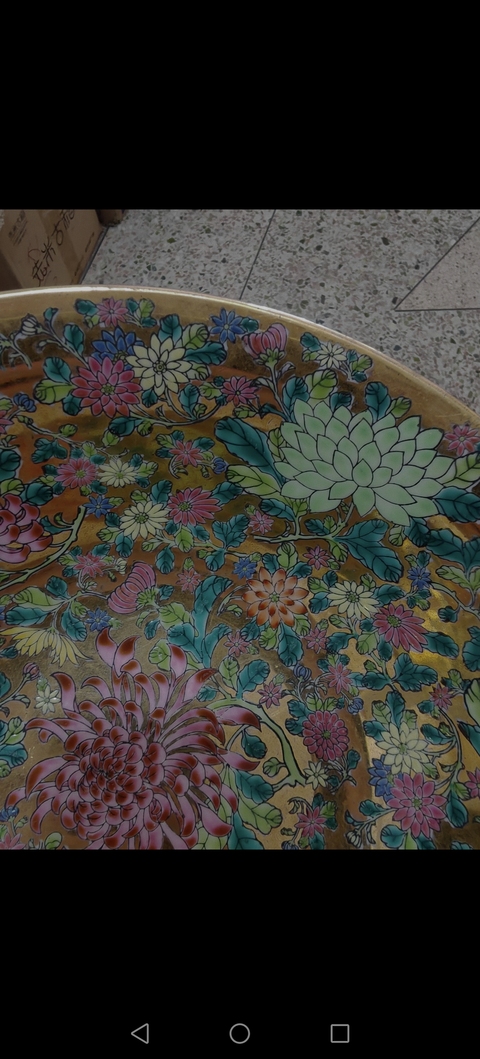 古玩陶瓷金地百花紋碗真品鑒賞圖