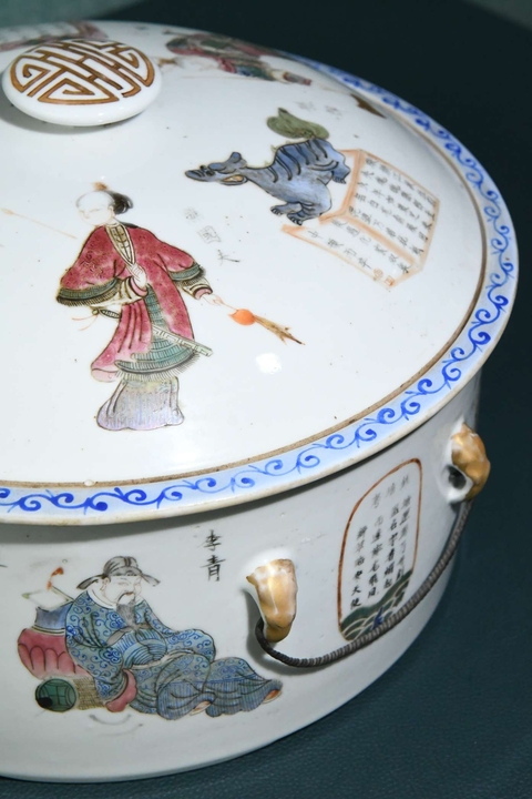 古玩陶瓷無雙譜粉彩四系一品鍋真品鑒賞圖