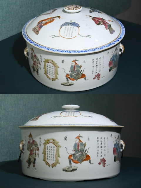古玩陶瓷無雙譜粉彩四系一品鍋真品鑒賞圖