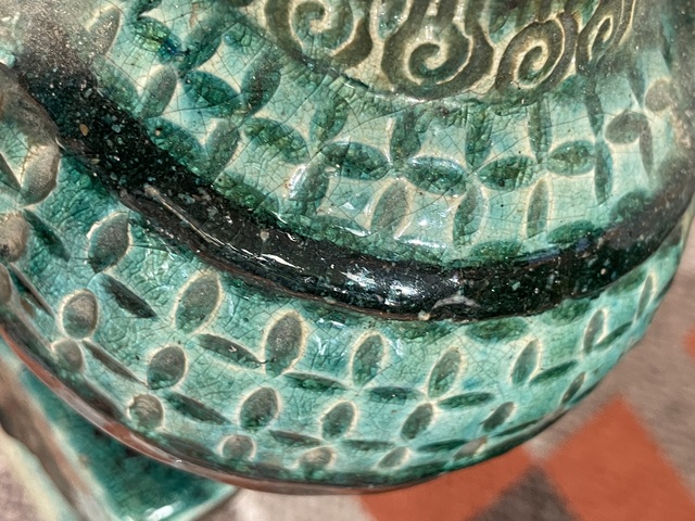 古玩陶瓷孔雀藍獅子真品鑒賞圖
