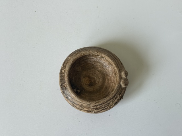 古玩陶瓷西周原始青瓷s紋水盂真品鑒賞圖