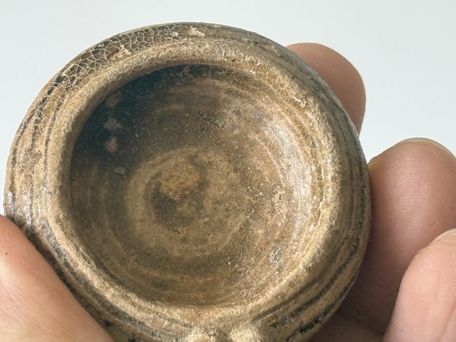 古玩陶瓷西周原始青瓷s紋水盂真品鑒賞圖