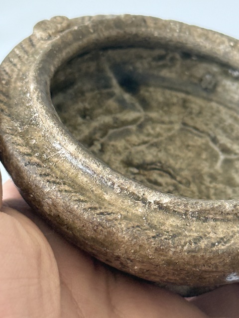 古玩陶瓷原始青瓷s紋雙系水盂真品鑒賞圖