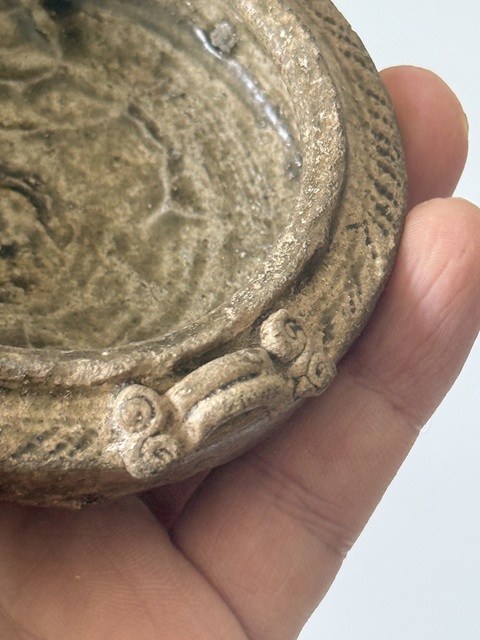 古玩陶瓷原始青瓷s紋雙系水盂真品鑒賞圖