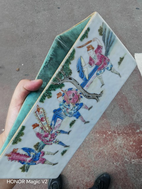 古玩陶瓷人物紋粉彩九攢盤真品鑒賞圖