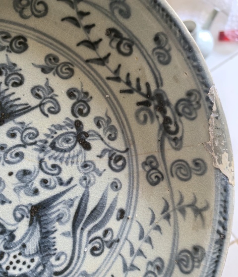 古玩陶瓷宣德青花鳳紋盤標(biāo)本真品鑒賞圖
