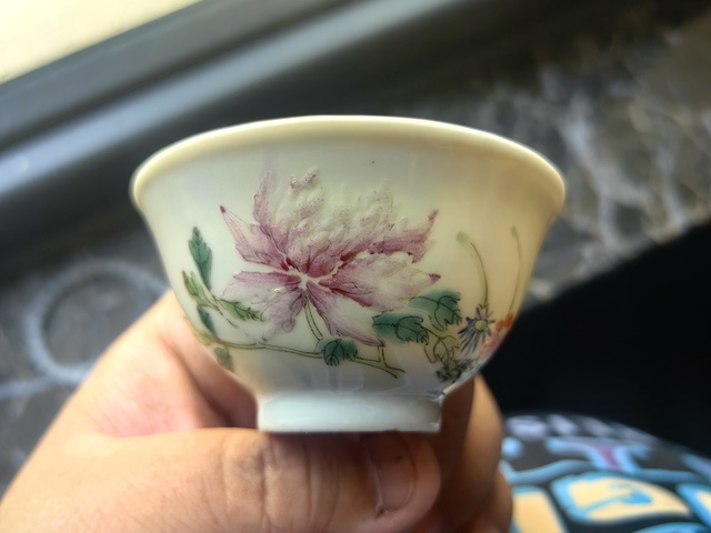 古玩陶瓷民國(guó) 粉彩花卉紋杯真品鑒賞圖