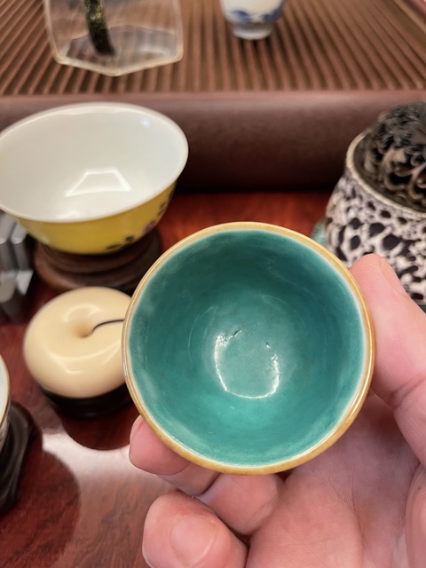 古玩陶瓷墨彩詩文花卉紋杯真品鑒賞圖