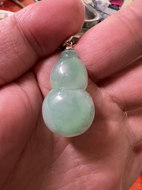 古玩玉器天然翡翠“葫蘆”掛件真品鑒賞圖