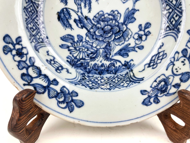 古玩陶瓷清康熙·青花柳樹折沿盤拍賣，當前價格228元