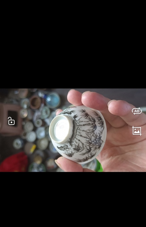 古玩陶瓷竹紋墨彩杯真品鑒賞圖