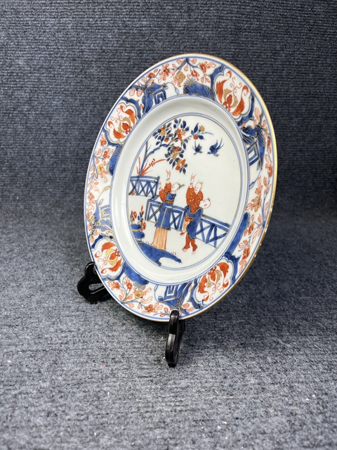 古玩陶瓷青花礬紅描金人物故事紋盤拍賣，當前價格2588元