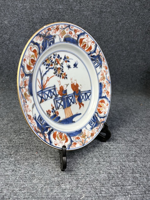 古玩陶瓷青花礬紅描金人物故事紋盤拍賣，當前價格2588元