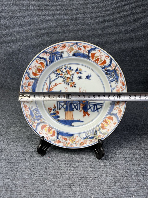 古玩陶瓷青花礬紅描金人物故事紋盤拍賣，當前價格2588元
