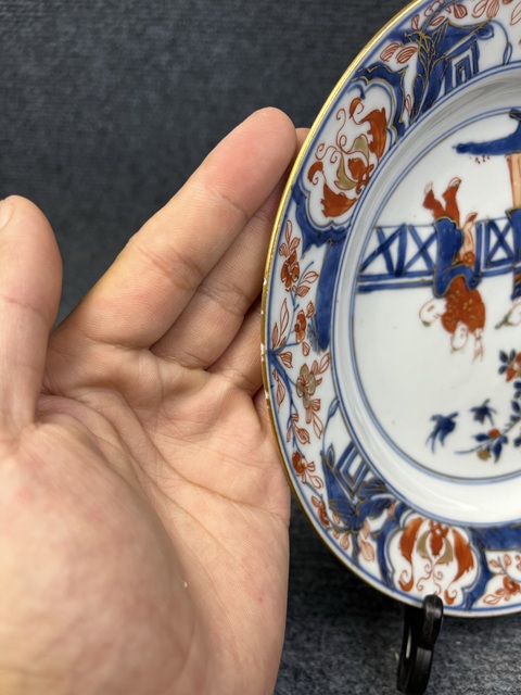 古玩陶瓷青花礬紅描金人物故事紋盤拍賣，當前價格2588元