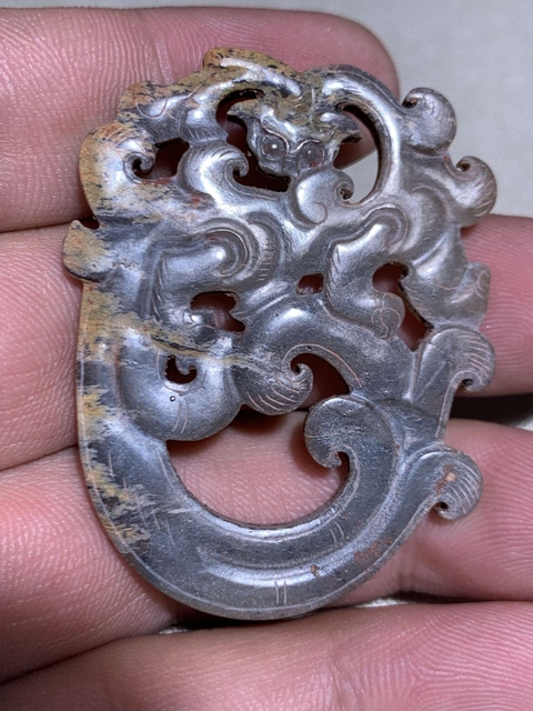 古玩玉器仿古做舊螭龍紋玉佩真品鑒賞圖