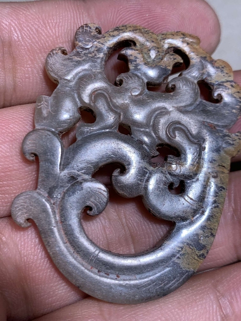 古玩玉器仿古做舊螭龍紋玉佩真品鑒賞圖