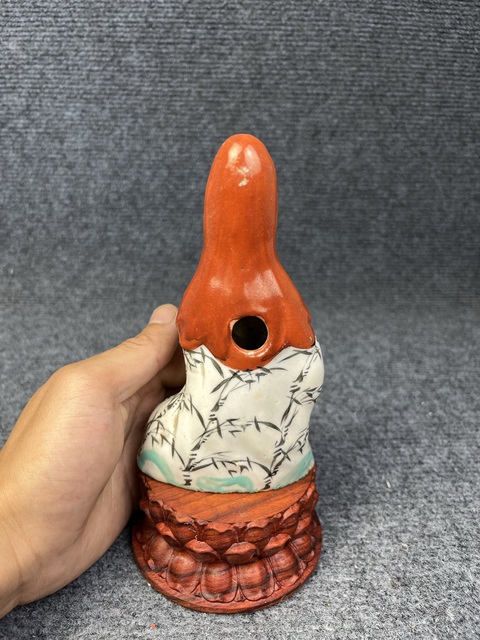 古玩陶瓷乾隆粉彩觀音塑像真品鑒賞圖