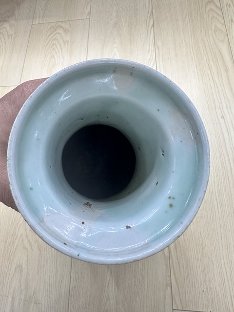 古玩陶瓷青花釉里紅山水紋棒槌瓶真品鑒賞圖