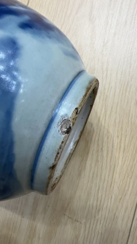 古玩陶瓷青花釉里紅山水紋棒槌瓶真品鑒賞圖