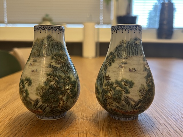 古玩陶瓷山水紋尊真品鑒賞圖