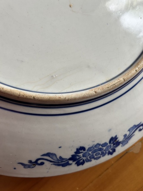 古玩陶瓷青花山水亭臺(tái)樓閣紋盤真品鑒賞圖