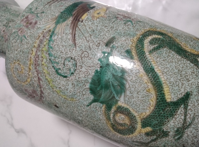 古玩陶瓷龍鳳紋棒槌瓶真品鑒賞圖