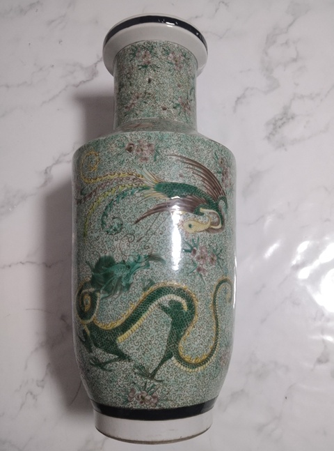 古玩陶瓷龍鳳紋棒槌瓶真品鑒賞圖