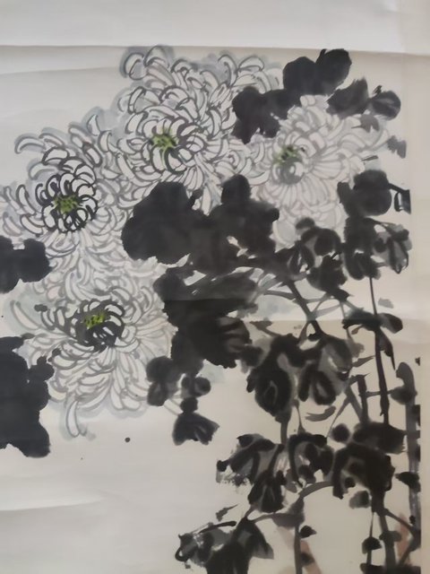 古玩字畫手工原裝原裱四川名家張志成 墨菊?qǐng)D拍賣，當(dāng)前價(jià)格1288元