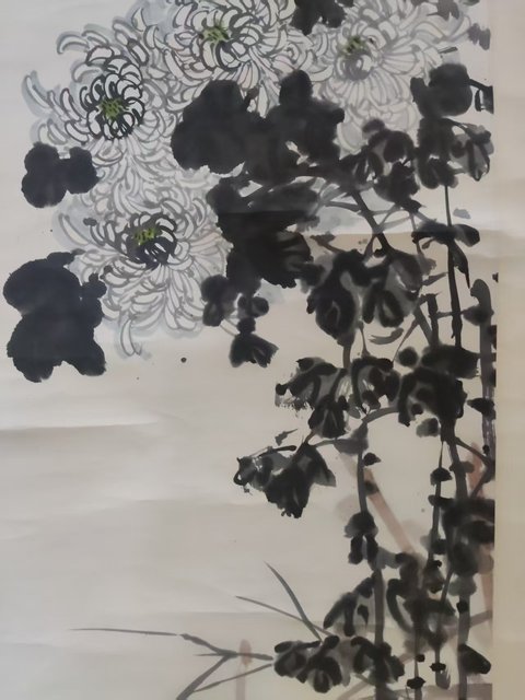 古玩字畫手工原裝原裱四川名家張志成 墨菊?qǐng)D拍賣，當(dāng)前價(jià)格1288元