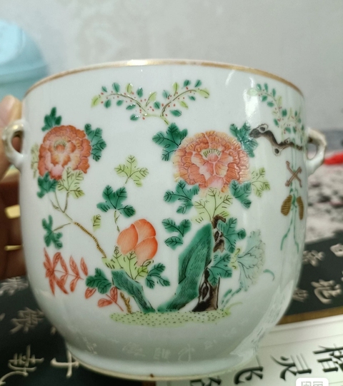 古玩陶瓷粉彩鶴鹿同春蓋缸真品鑒賞圖