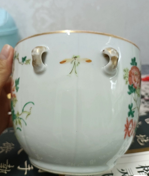 古玩陶瓷粉彩鶴鹿同春蓋缸真品鑒賞圖