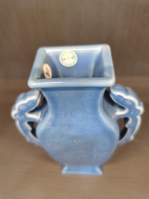 古玩陶瓷天藍釉雙兒瓶真品鑒賞圖