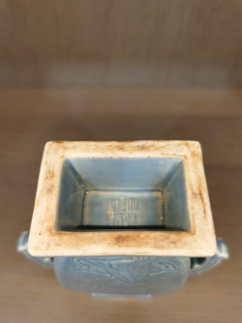 古玩陶瓷天藍釉雙兒瓶真品鑒賞圖