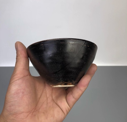 古玩陶瓷吉州窯黑釉深腹盞真品鑒賞圖