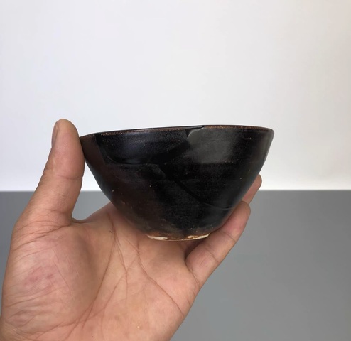 古玩陶瓷吉州窯黑釉深腹盞真品鑒賞圖