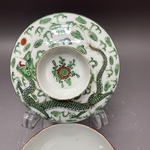 古玩陶瓷龍紋廣彩蓋杯真品鑒賞圖