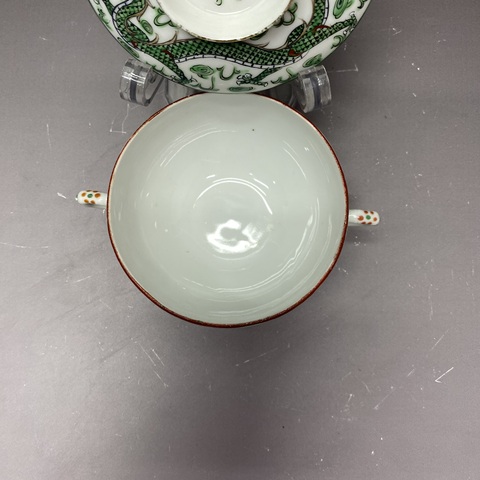 古玩陶瓷龍紋廣彩蓋杯真品鑒賞圖