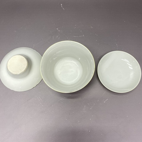 古玩陶瓷黃釉三才蓋杯真品鑒賞圖