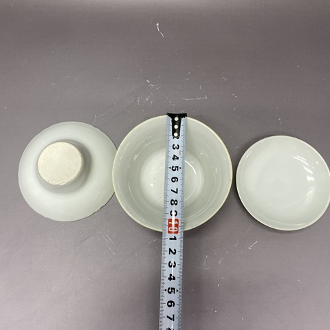 古玩陶瓷黃釉三才蓋杯真品鑒賞圖