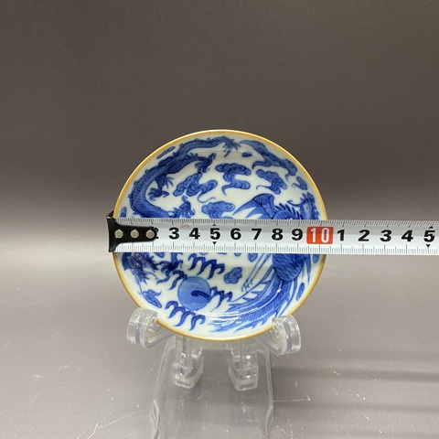 古玩陶瓷龍鳳紋青花盤真品鑒賞圖
