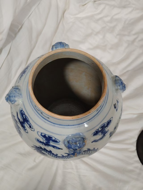 古玩陶瓷青花四系二龍戲珠將軍罐真品鑒賞圖