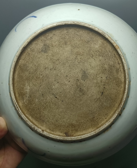 古玩陶瓷青花釉里紅魚藻紋盤真品鑒賞圖