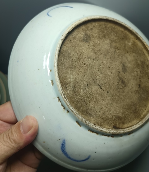 古玩陶瓷青花釉里紅魚藻紋盤真品鑒賞圖