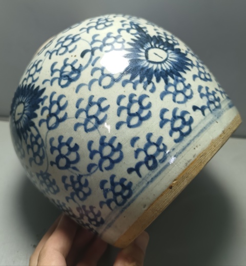 古玩陶瓷太陽花青花罐真品鑒賞圖